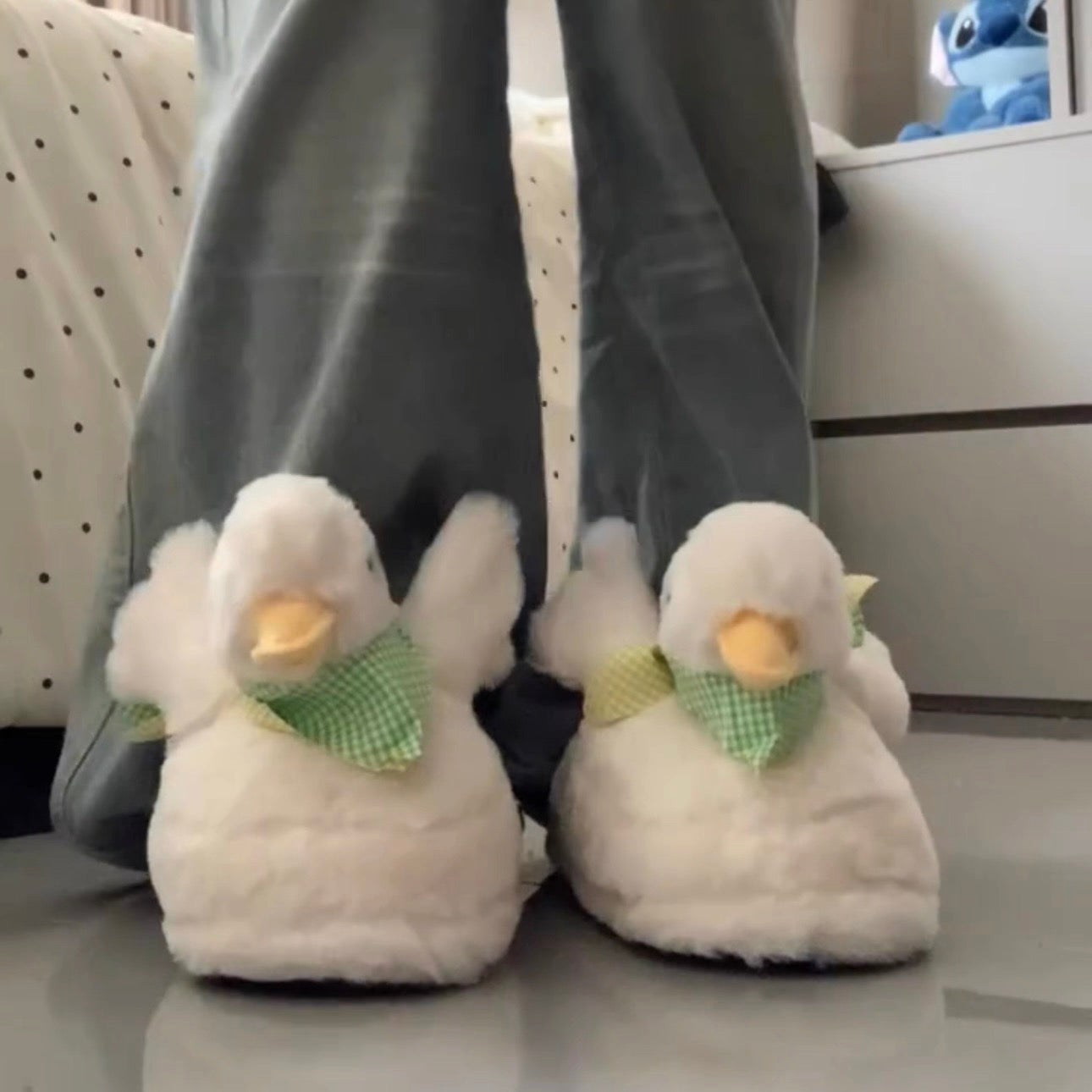 dancing duck cotton slippers(women's)
