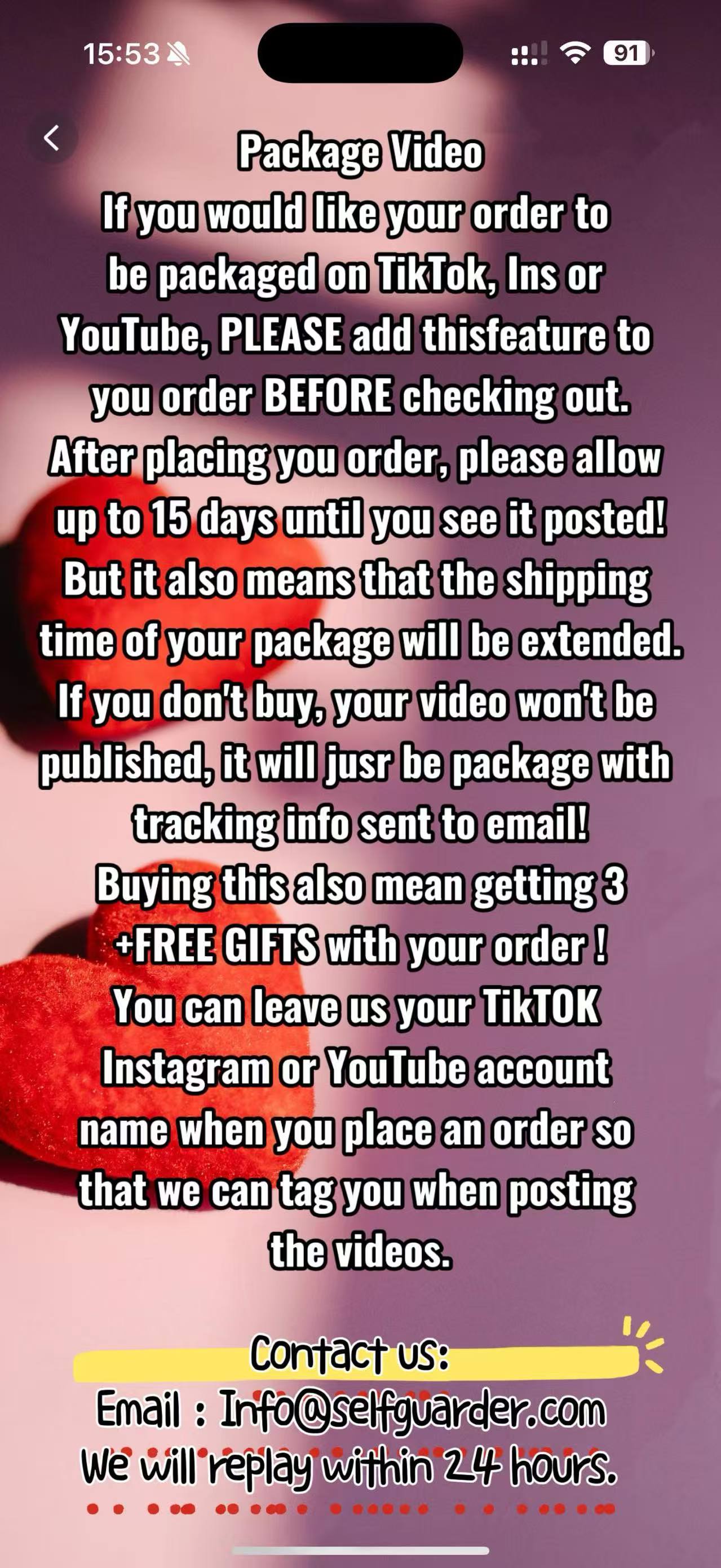 Tiktok packaging video